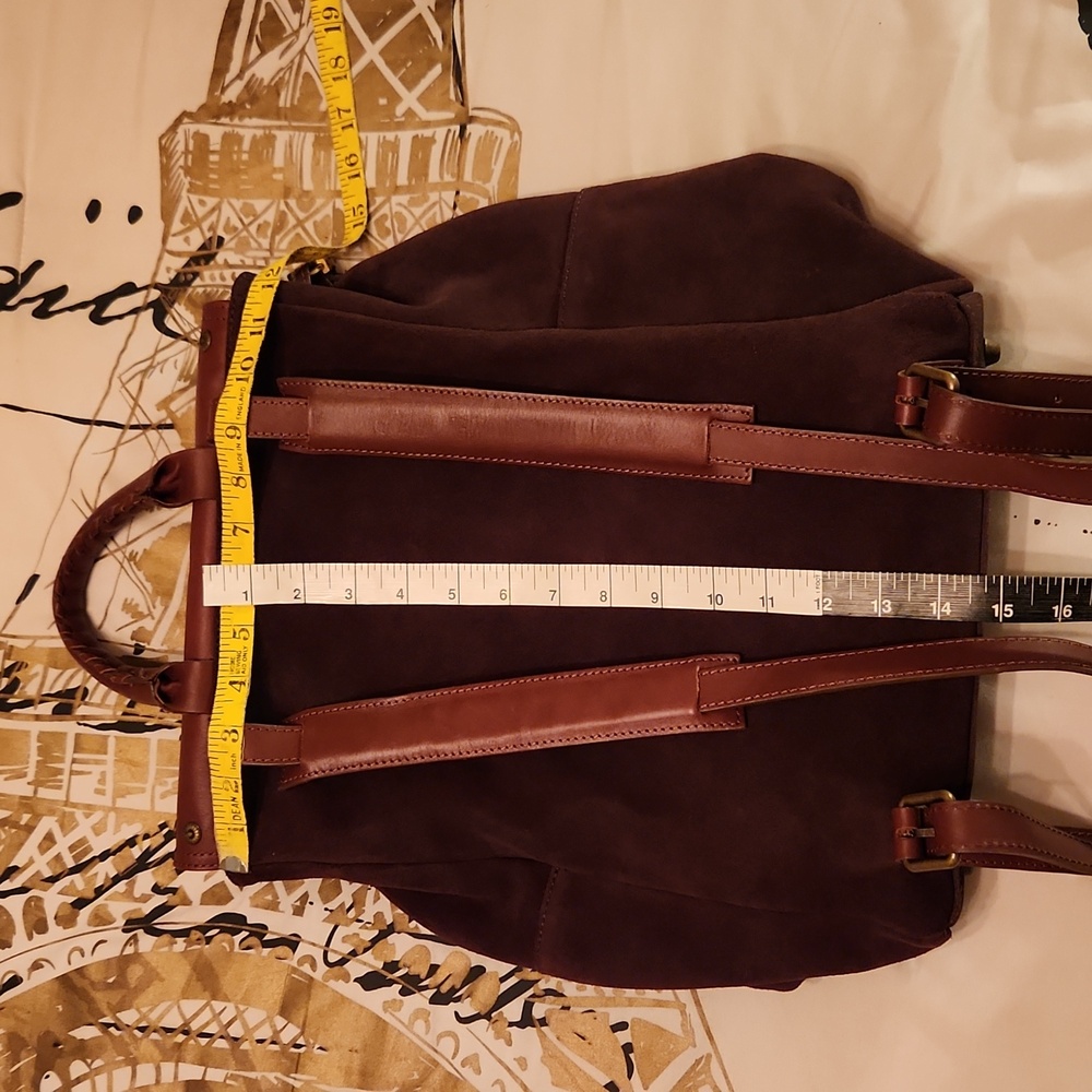 SUNDANCE Simplicity Brown Leather Studded Flap Backpack - Picture 9 of 13
